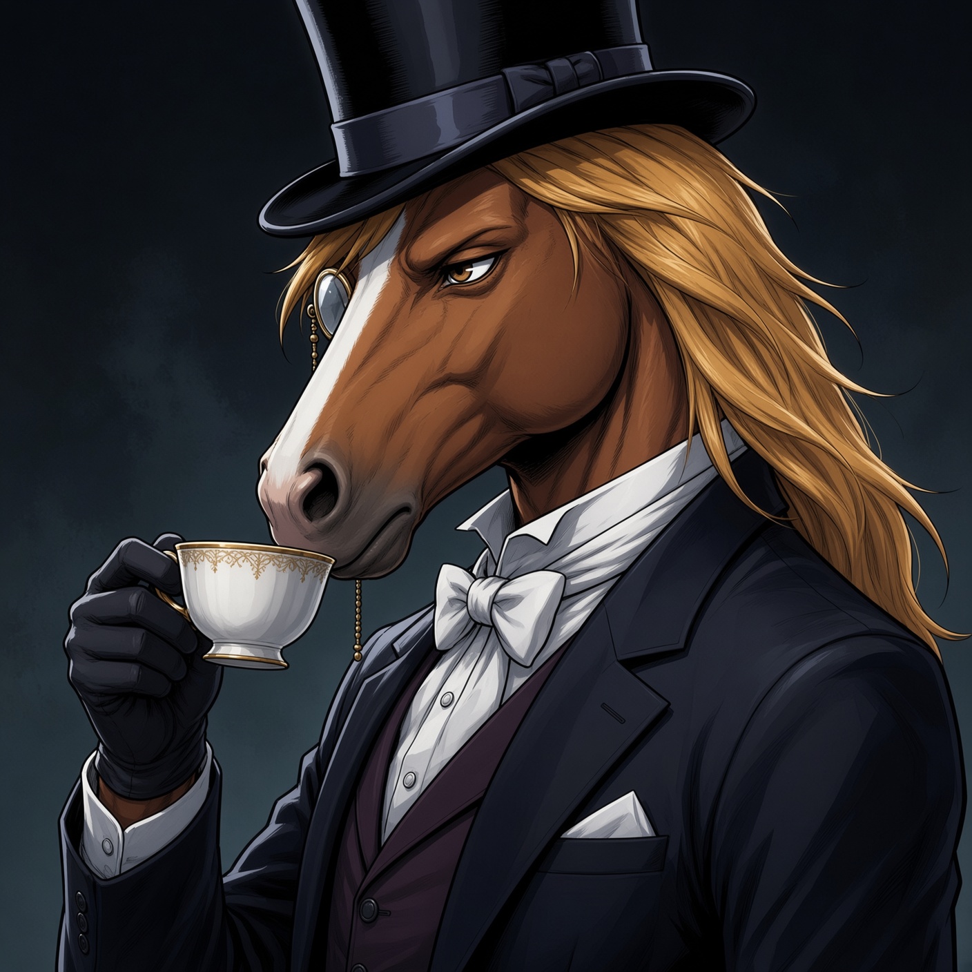 Le Gentleman, sirotant son thé