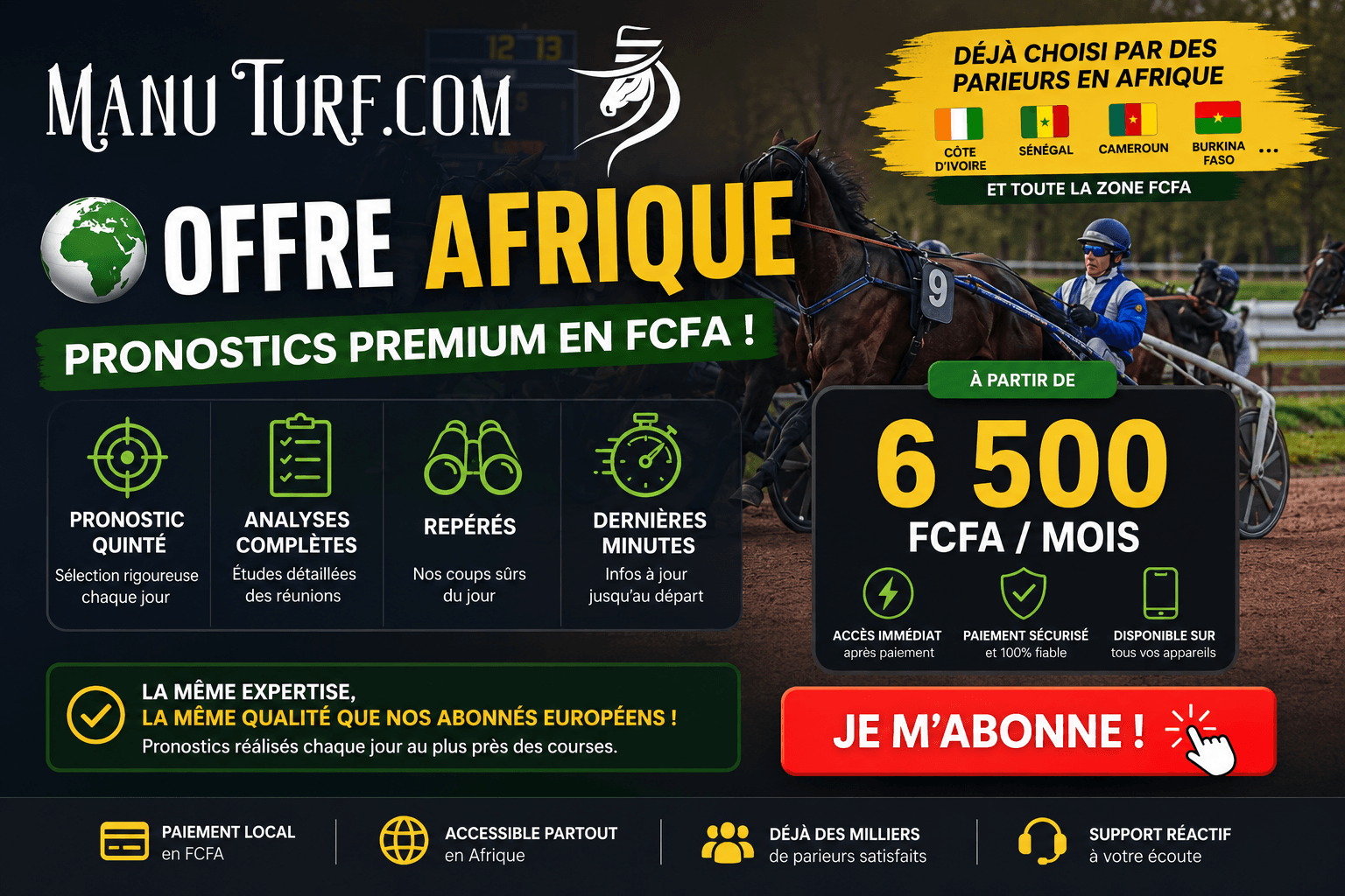 Abonnez-vous à Manu Turf ! Les meilleurs pronostics Turf !